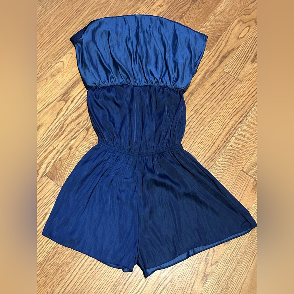 Lulus Catia Navy Blue Satin Strapless Romper‎ - Picture 10 of 11